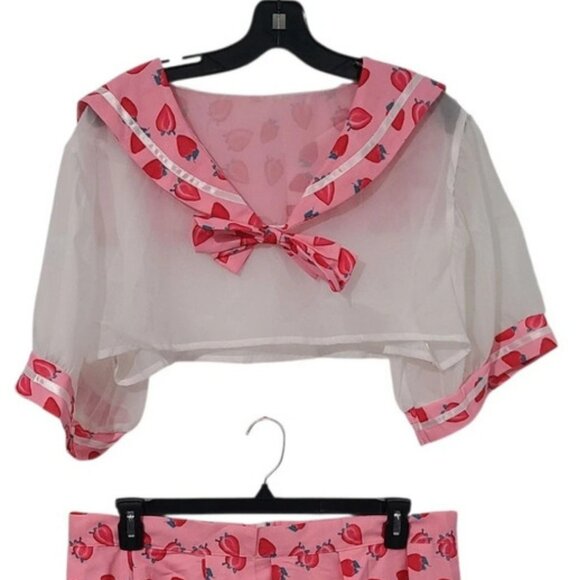 Strawberry School Girl Two Piece Lingerie Set - Picture 1 of 3